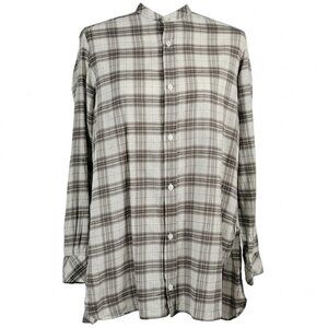 Billy Reid Italy Plaid Tunic Shirt Womens S Long Sleeve Button Up Side Slit